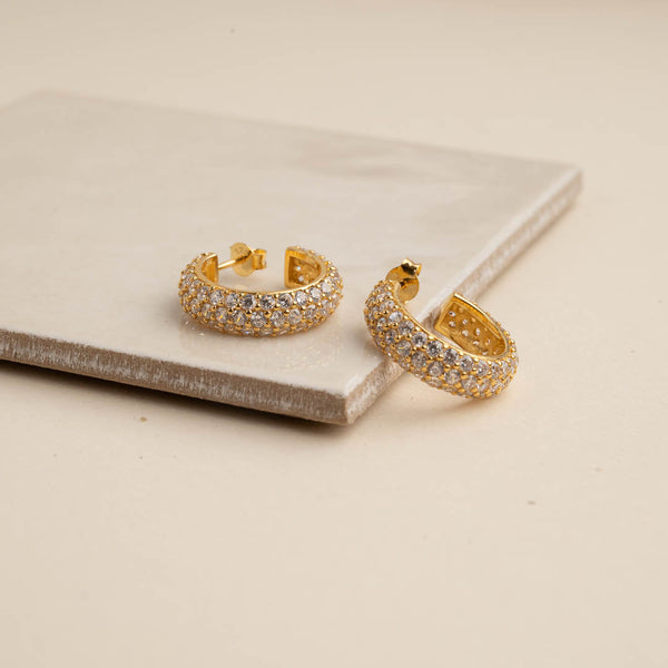 MARILYN CRYSTAL GOLDEN CREOL EARRING