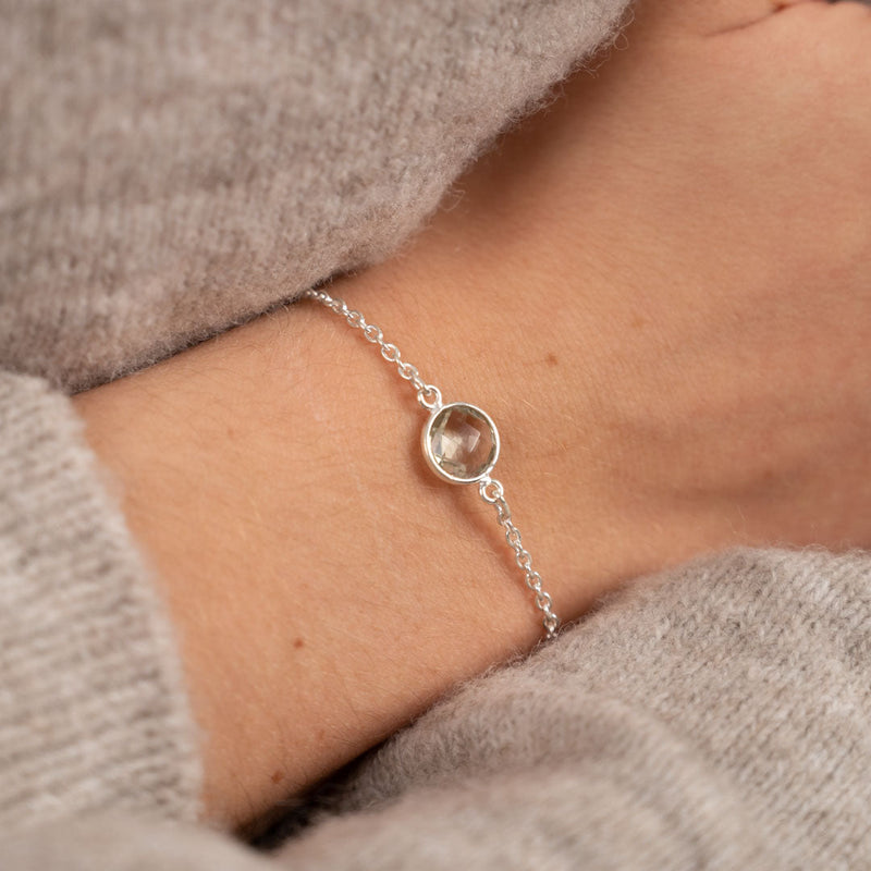 NOSTALGIA ROUND GREEN AMETHYST SILVER BRACELET