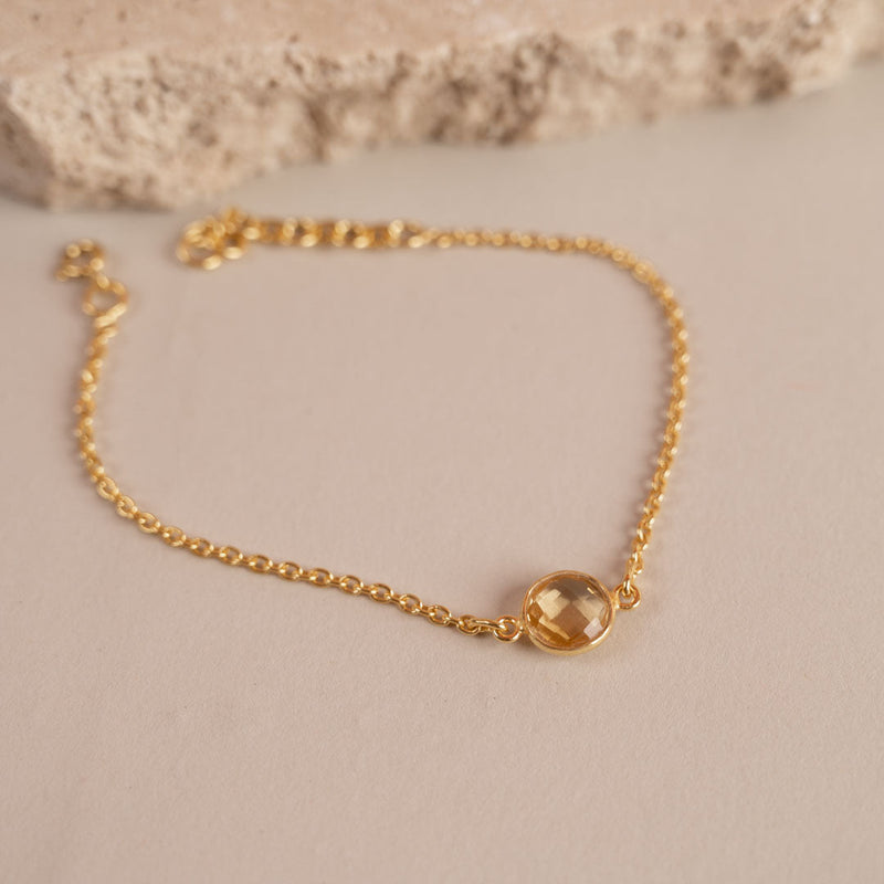 NOSTALGIA ROUND YELLOW CITRINE GOLDEN BRACELET