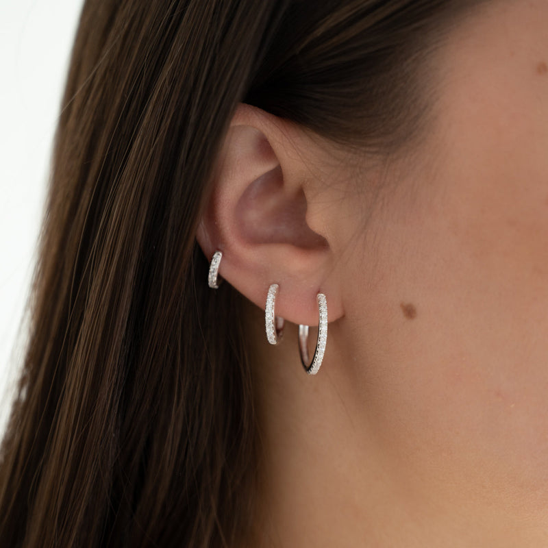 STELLA SMALL SILVER CREOL EARRING