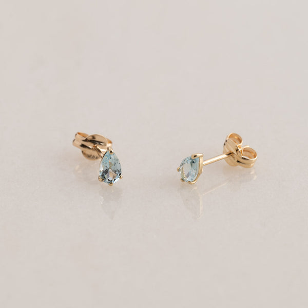 ADA BLUE TOPAZ SOLID GOLD EARRING