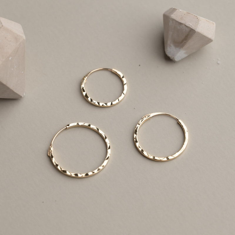 JOHANNA SOLID GOLD CREOL EARRING - 15mm
