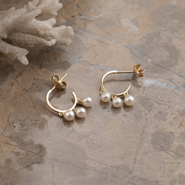 AUDREY PEARL SOLID GOLD EARRING