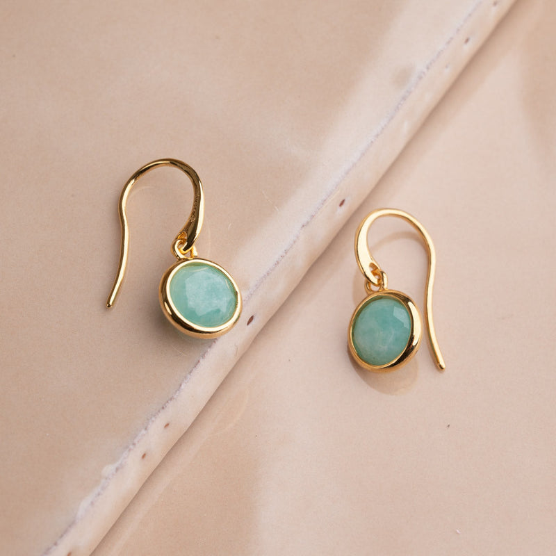 AVA AMAZONITE GOLDEN HOOK EARRING