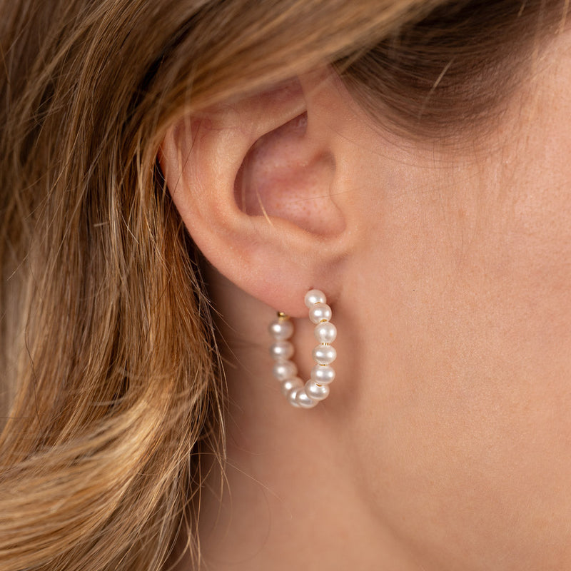 BLAIR PEARL GOLDEN CREOL EARRING
