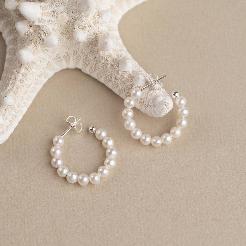 BLAIR PEARL SILVER CREOL EARRING
