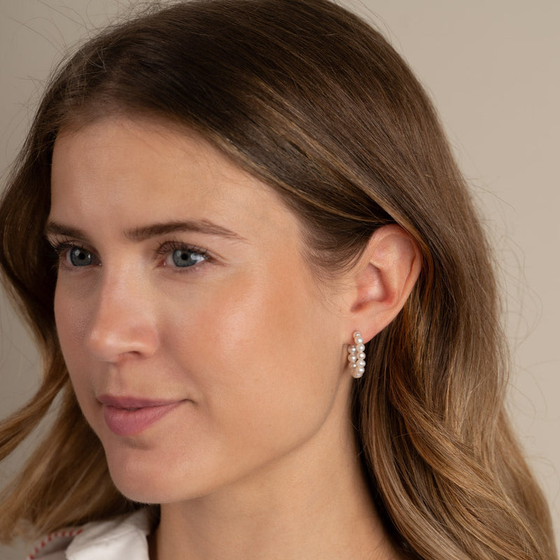 BLAIR PEARL SILVER CREOL EARRING