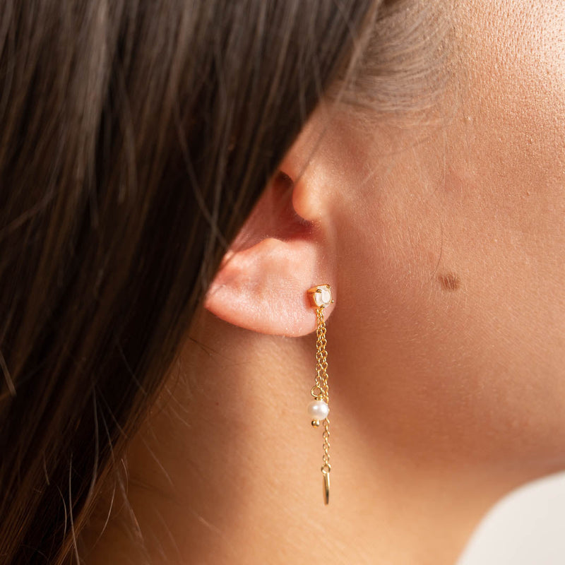 CHLOE MOONSTONE PEARL GOLDEN EARRING