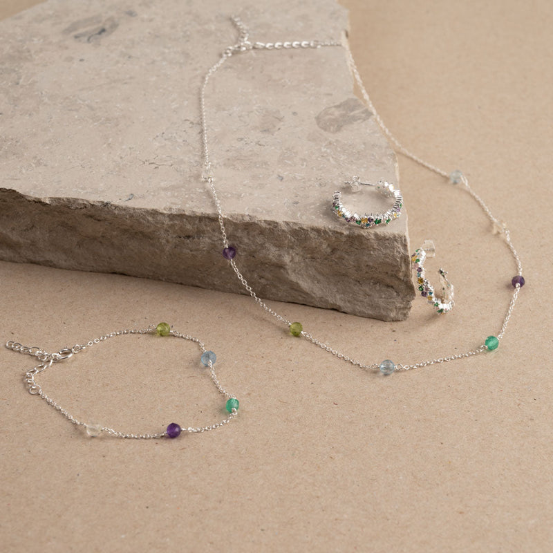 CLAIR RAINBOW SILVER CREOL EARRING