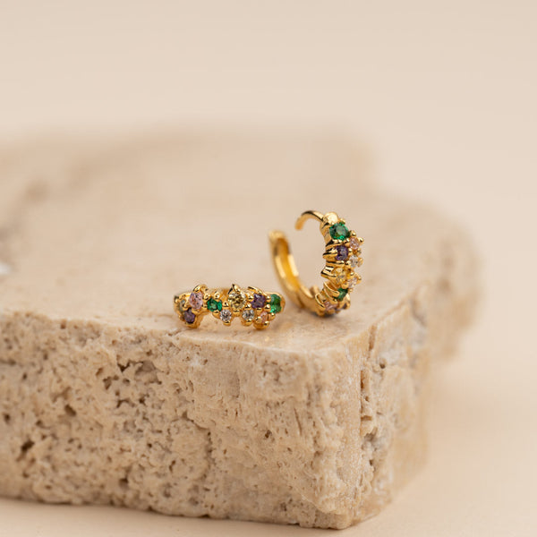 CLAIR RAINBOW GOLDEN MINI HUGGIE EARRING