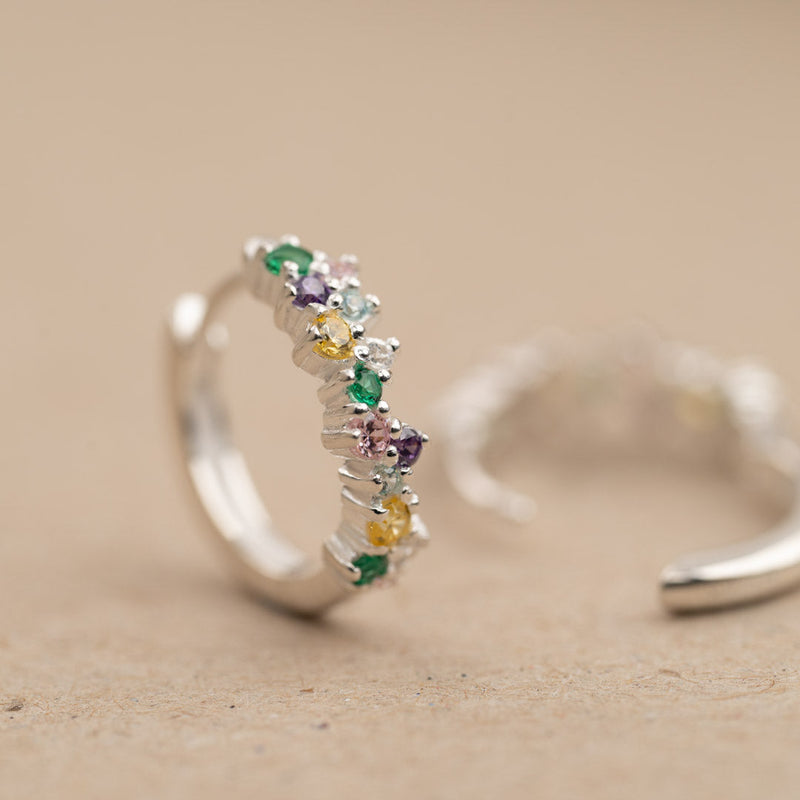 CLAIR RAINBOW SILVER SMALL HUGGIE EARRING