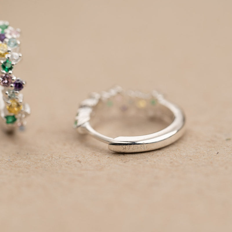 CLAIR RAINBOW SILVER SMALL HUGGIE EARRING