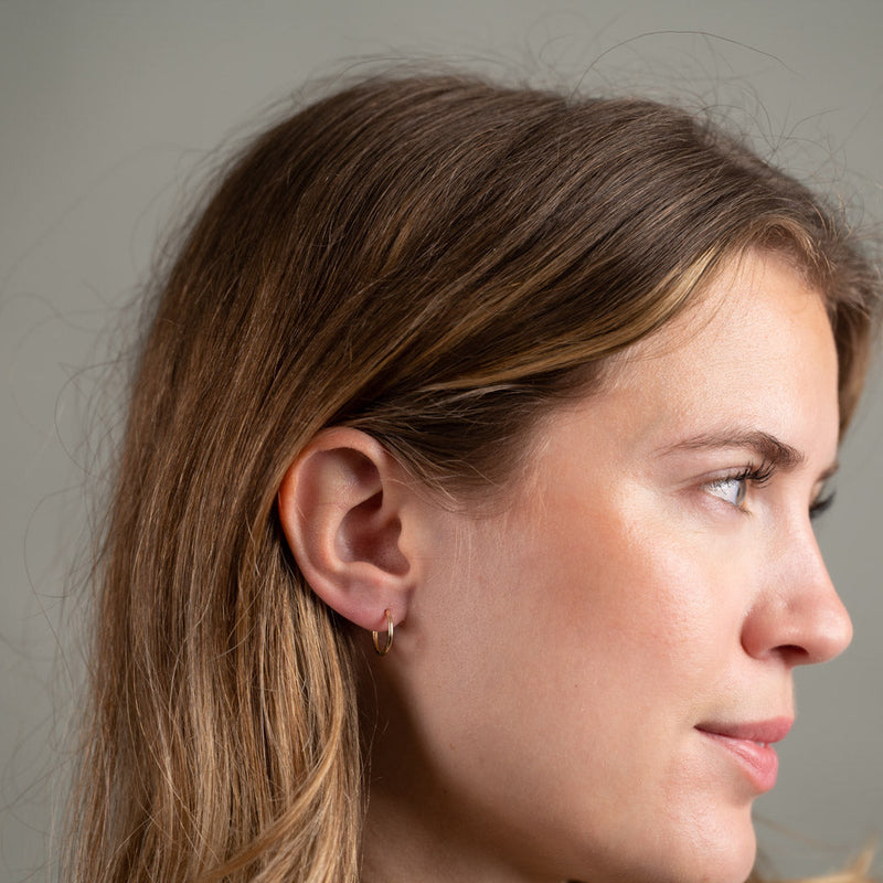 CLASSIC SOLID GOLD CREOL EARRING - 14mm
