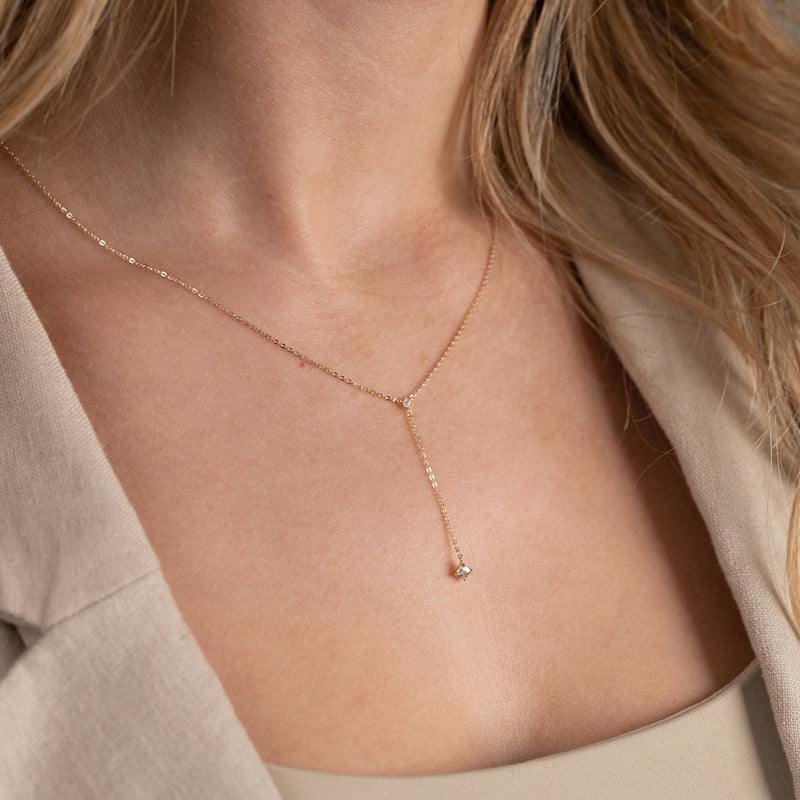 ELENORA CRYSTAL SOLID GOLD NECKLACE