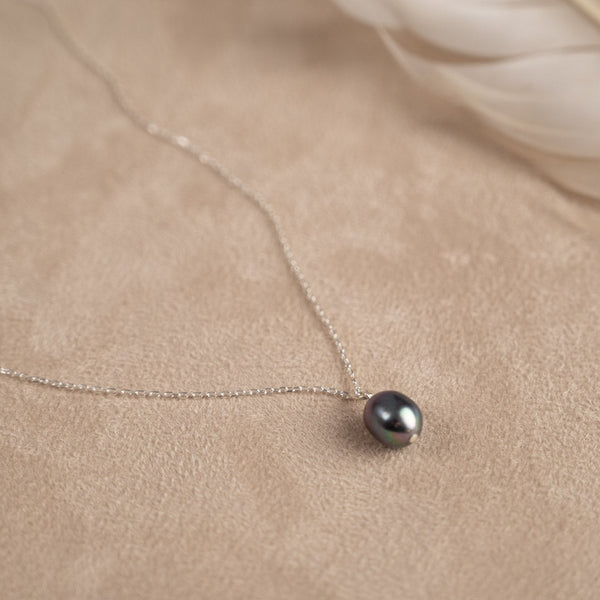 ELSA DARK GREY BAROQUE PEARL SILVER NECKLACE
