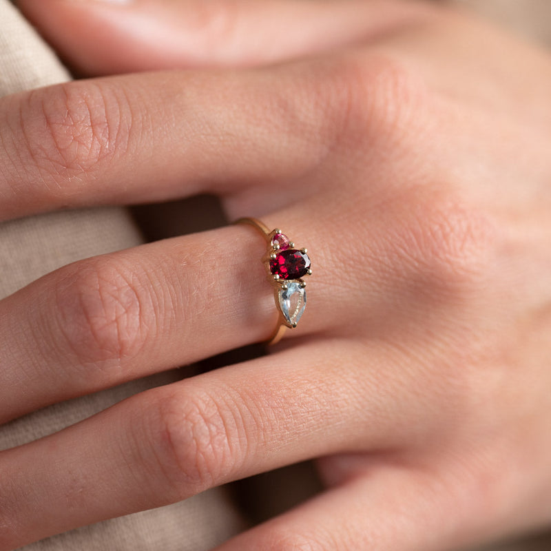 GEM CLUSTER SOLID GOLD RING