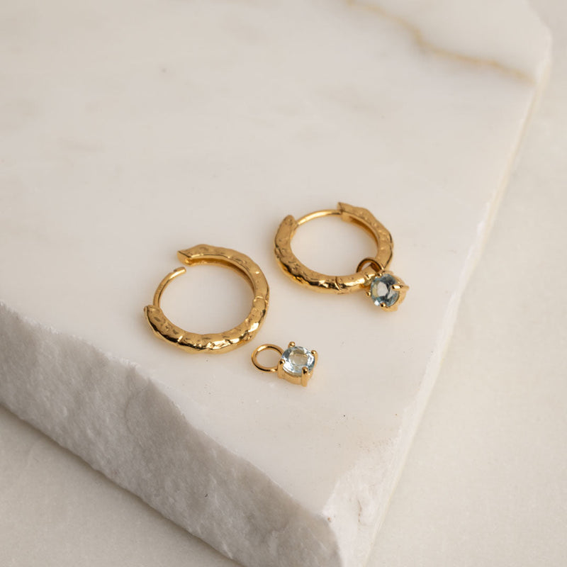 GEMMA BLUE TOPAZ GOLDEN EARRING CHARM