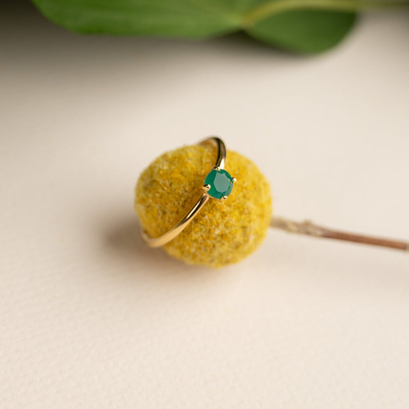 GEMMA GREEN AGATE GOLDEN RING
