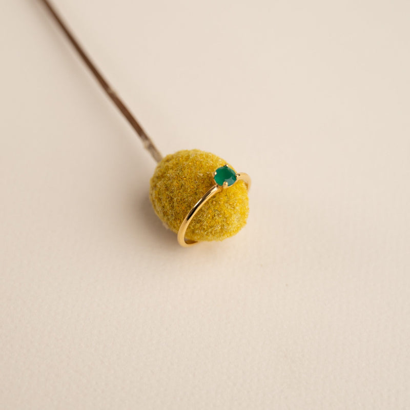 GEMMA GREEN AGATE GOLDEN RING