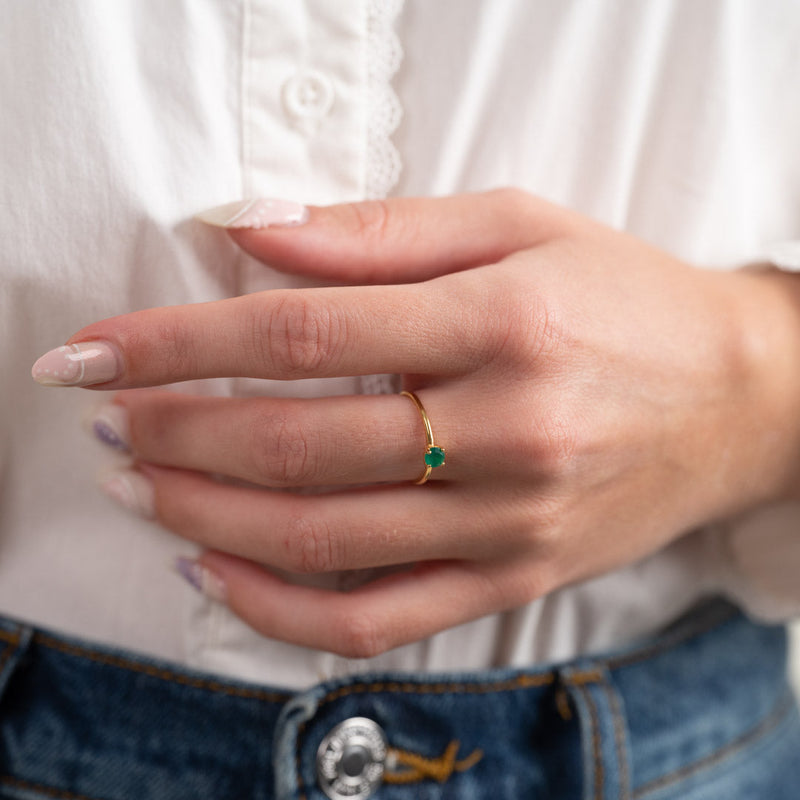 GEMMA GREEN AGATE GOLDEN RING