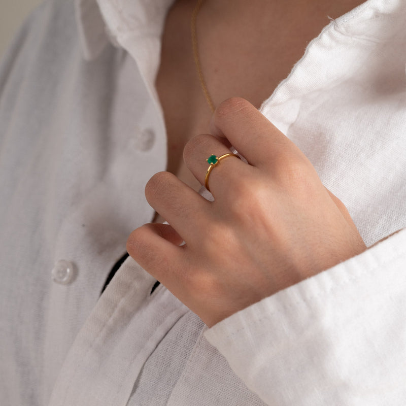 GEMMA GREEN AGATE GOLDEN RING
