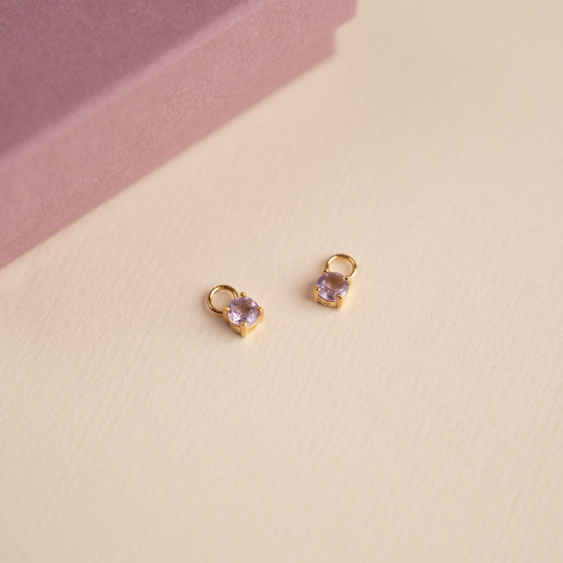 GEMMA PURPLE AMETHYST GOLDEN EARRING CHARM