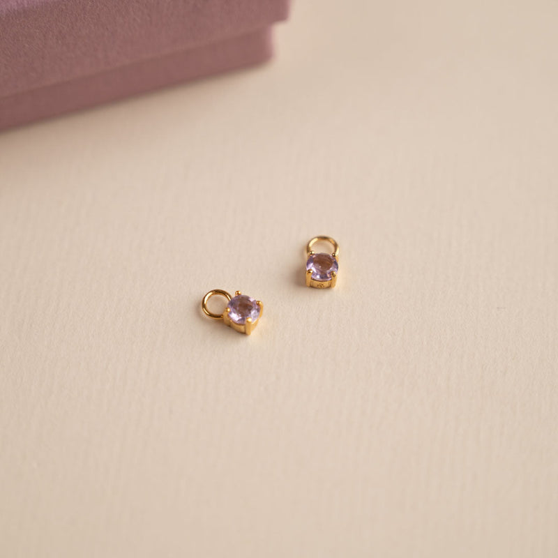 GEMMA PURPLE AMETHYST GOLDEN EARRING CHARM