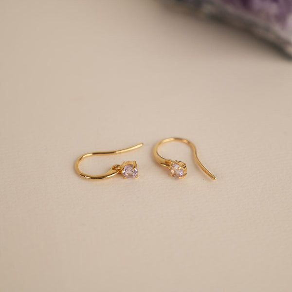 GEMMA PURPLE AMETHYST GOLDEN HOOK EARRING