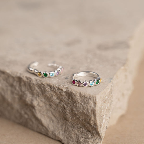 GEORGIA RAINBOW SILVER CREOL EARRING