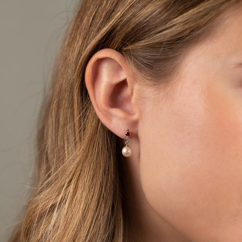 JACKIE PEARL GEM SOLID GOLD EARRING