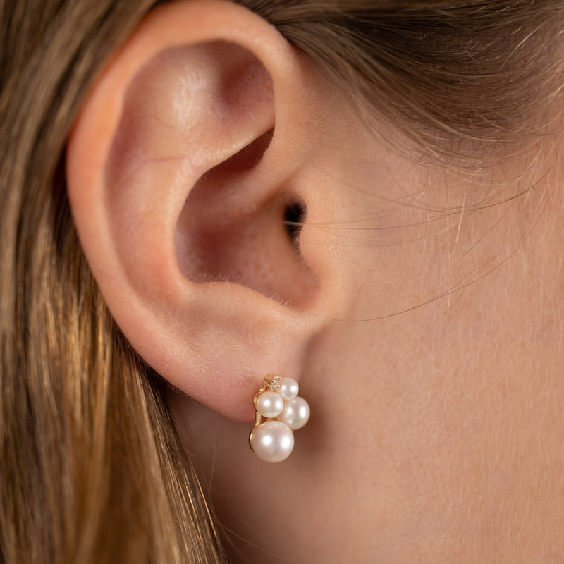 JUDY PEARL DIAMOND SOLID GOLD EARRING