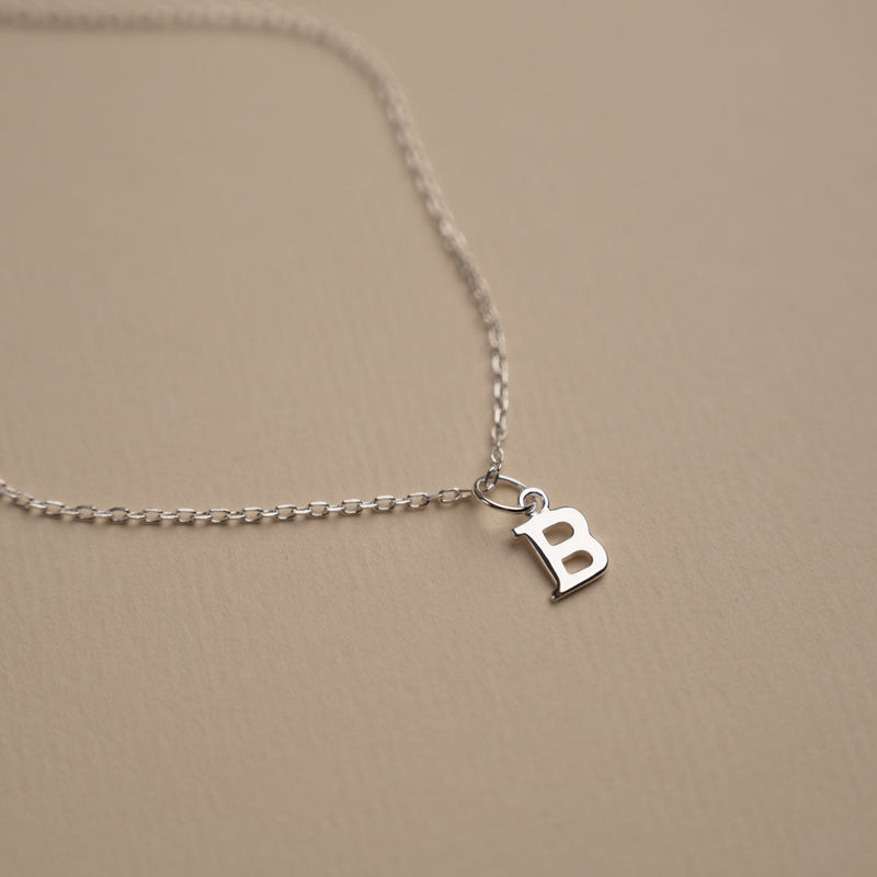 LETTER B SILVER NECKLACE
