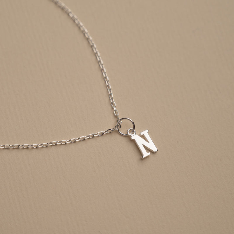 LETTER N SILVER NECKLACE