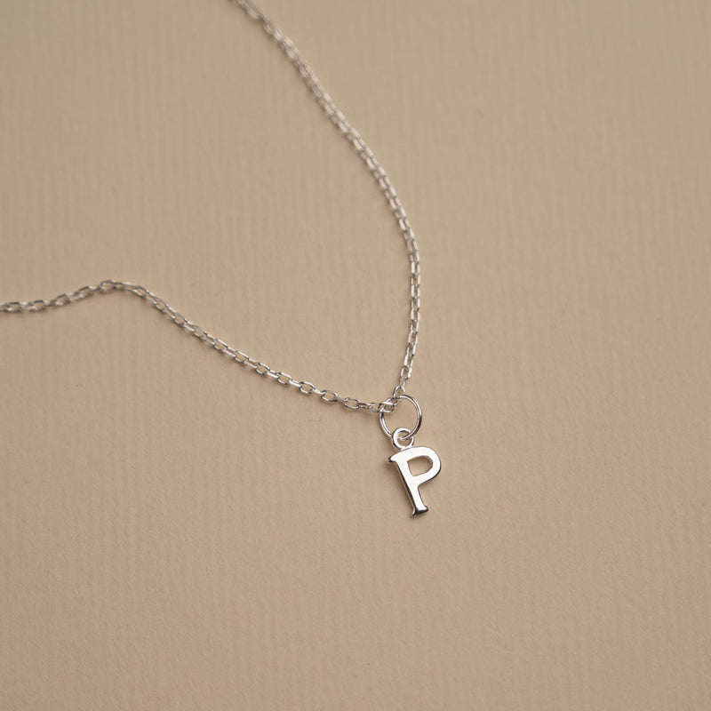 LETTER P SILVER NECKLACE