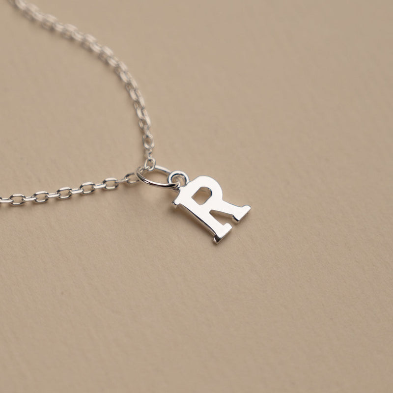 LETTER R SILVER NECKLACE