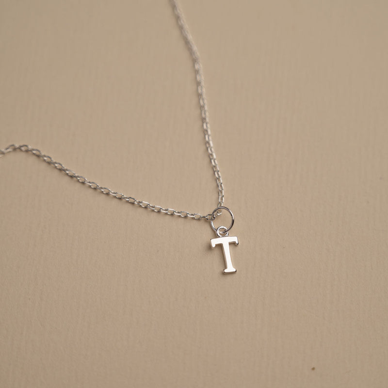 LETTER T SILVER NECKLACE