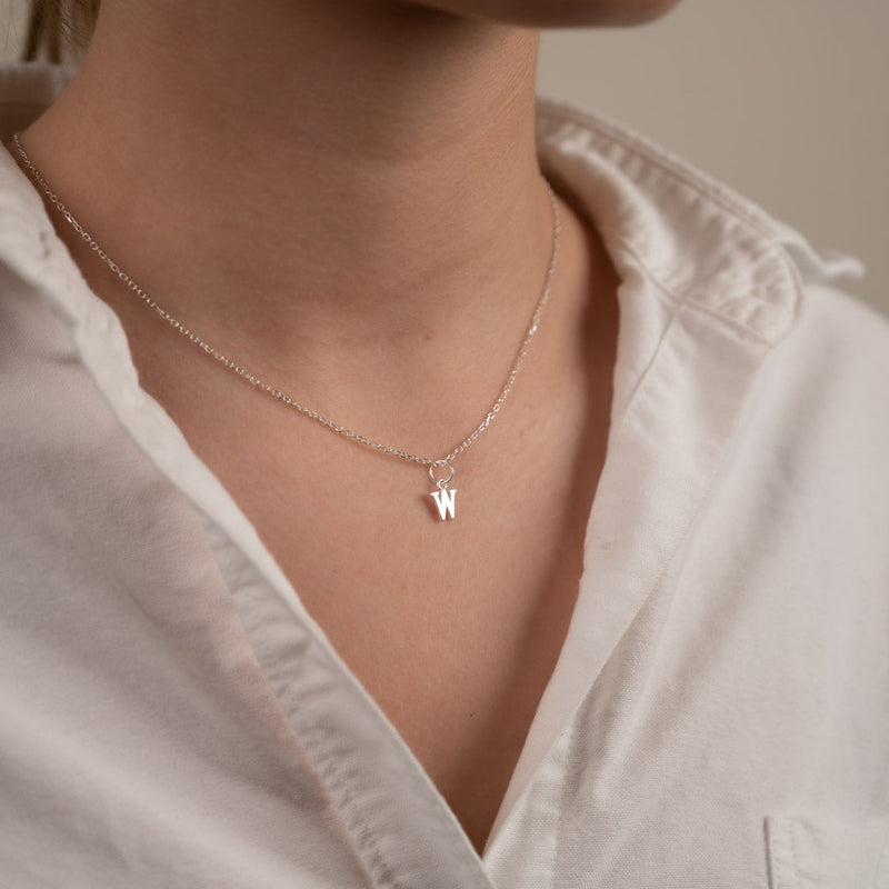 LETTER W SILVER NECKLACE