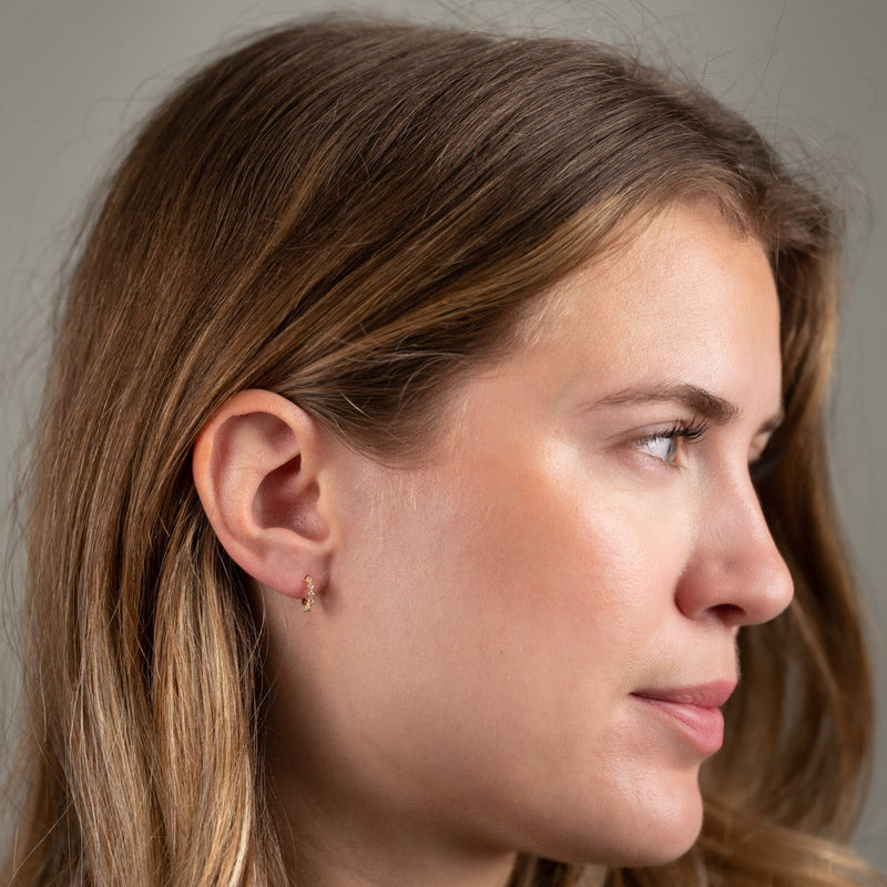 MILEY WHITE TOPAZ SOLID GOLD EARRING