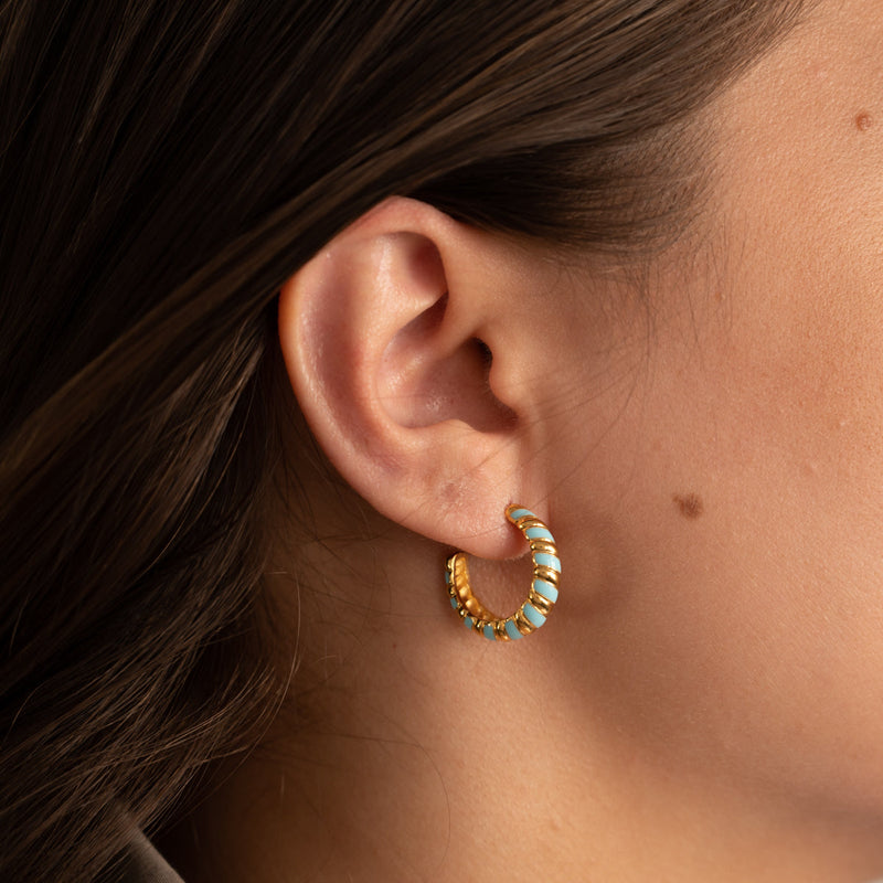 PENELOPE BLUE GOLDEN CREOL EARRING