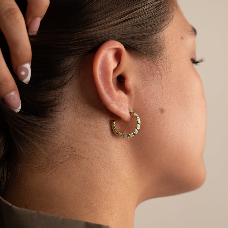 PENELOPE BLUE GOLDEN CREOL EARRING