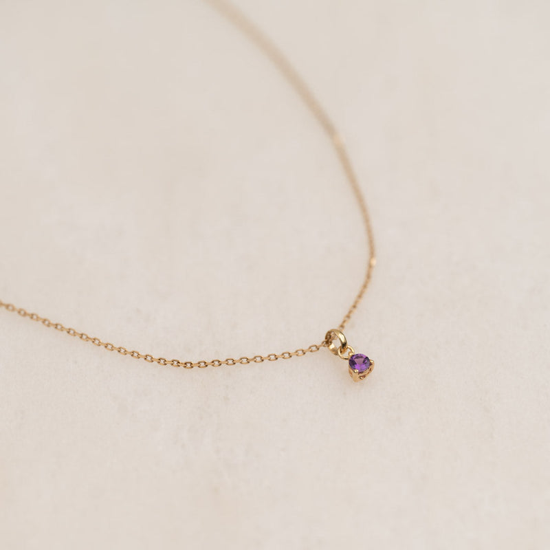 SIMPLE GEM AMETHYST SOLID GOLD PENDANT
