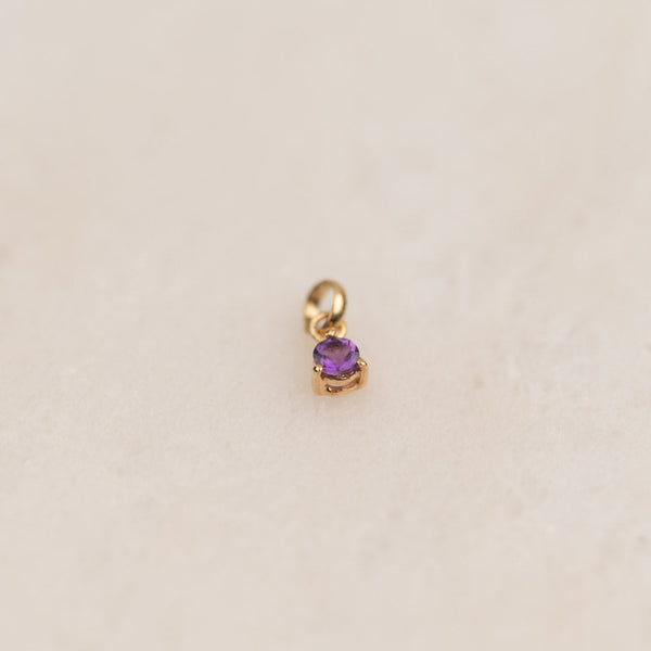 SIMPLE GEM AMETHYST SOLID GOLD PENDANT
