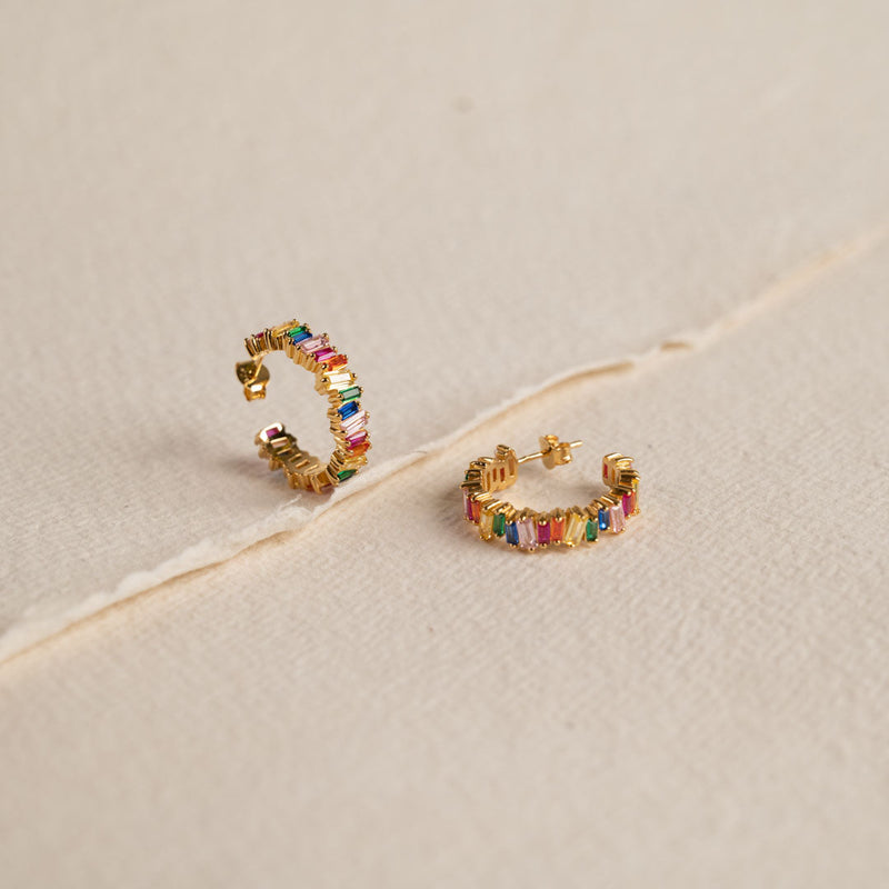 VERONICA RAINBOW GOLDEN CREOL EARRING
