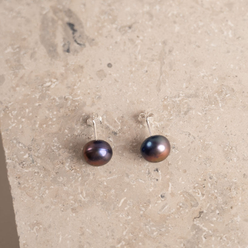 VIVA BLUE PEARL SILVER EARRING